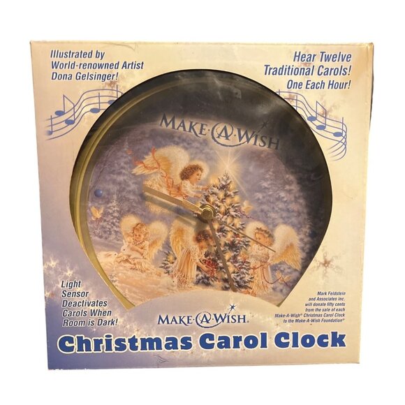 Vtg Feldstein Make A Wish Xmas Carol Musical Clock  Angel Art By Dona Gelsinger - Picture 1 of 6